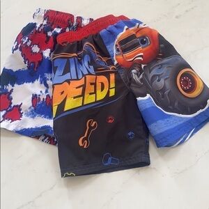 Two boys swim bottoms Blaze & Tie Dye 4T